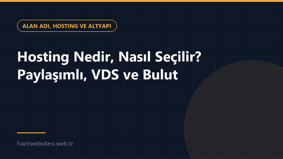 Hosting Nedir, Nasıl Seçilir? Paylaşımlı, VDS ve Bulut — Alan Adı, Hosting ve Altyapı rehberi kapak görseli